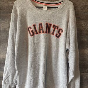 PINK Victoria's Secret Gray Knit Top with Orange and Black Trim